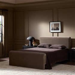 Brianne Modern Classic Grey Velvet Performance Bed - Queen|
