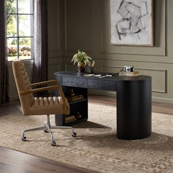 Mars Modern Classic Black Oak Oval Desk|