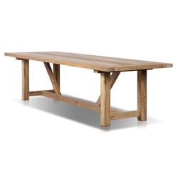 Stephie Light Brown Reclaimed Teak Rectangular Outdoor Dining Table - 118"|