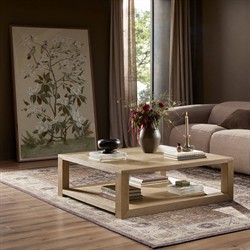 Tahoma Modern Classic Bleached Oak Square Coffee Table|