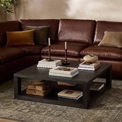 Tahoma Modern Classic Dark Brown Oak Square Coffee Table|