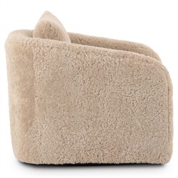 Perrin Modern Classic Beige Shearling Swivel Barrel Chair|