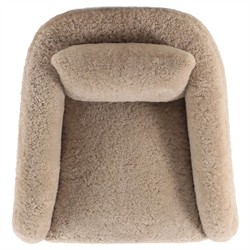 Perrin Modern Classic Beige Shearling Swivel Barrel Chair|
