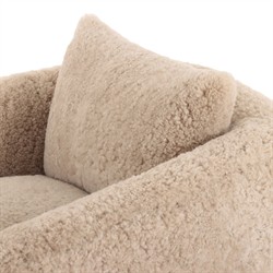 Perrin Modern Classic Beige Shearling Swivel Barrel Chair|