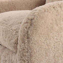 Perrin Modern Classic Beige Shearling Swivel Barrel Chair|