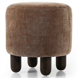 Zena Modern Classic Brown Velvet Round Ottoman|