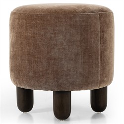 Zena Modern Classic Brown Velvet Round Ottoman|