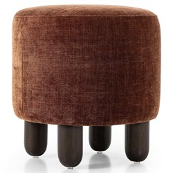 Zena Modern Classic Rust Velvet Round Ottoman|