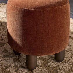 Zena Modern Classic Rust Velvet Round Ottoman|