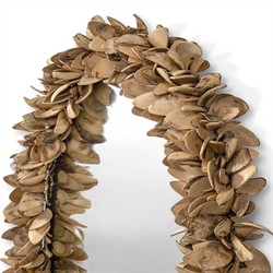 Palecek Siena Coastal Beach Light Brown Coco Shell Round Wall Mirror|