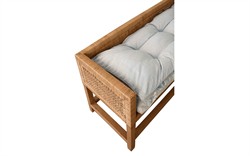 Worlds Away Monterey Garden Mist Sunbrella Natural Rattan Reversible Double Cushion Bench|