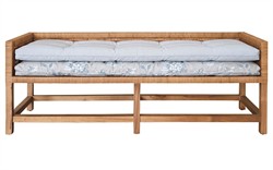 Worlds Away Monterey Garden Mist Sunbrella Natural Rattan Reversible Double Cushion Bench|