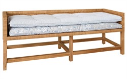 Worlds Away Monterey Garden Mist Sunbrella Natural Rattan Reversible Double Cushion Bench|
