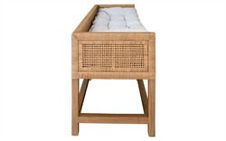 Worlds Away Monterey Garden Mist Sunbrella Natural Rattan Reversible Double Cushion Bench|