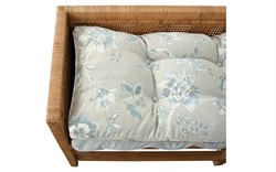Worlds Away Monterey Garden Mist Sunbrella Natural Rattan Reversible Double Cushion Bench|