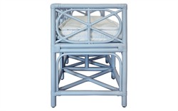 Worlds Away Ferguson Sea Breeze Sunbrella Light Blue Rattan Bench|