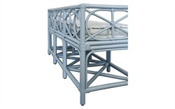 Worlds Away Ferguson Sea Breeze Sunbrella Light Blue Rattan Bench|