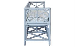 Worlds Away Ferguson Garden Mist Sunbrella Light Blue Rattan Bench|