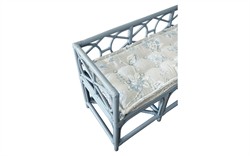 Worlds Away Ferguson Garden Mist Sunbrella Light Blue Rattan Bench|