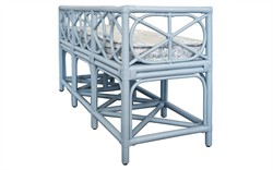 Worlds Away Ferguson Garden Mist Sunbrella Light Blue Rattan Bench|