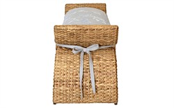 Worlds Away Sachi Garden Mist Sunbrella Natural Rattan Bench|