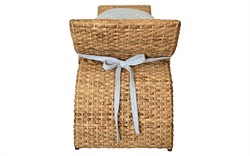 Worlds Away Sachi Garden Mist Sunbrella Natural Rattan Bench|
