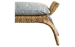 Worlds Away Sachi Garden Mist Sunbrella Natural Rattan Bench|