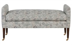 Oxford Misty Blue Linen Floral Bench|