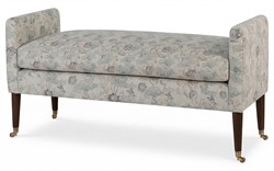 Oxford Misty Blue Linen Floral Bench|