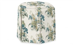 Evans Blue Sage Linen Skirted Ottoman|