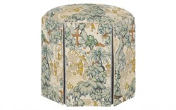Evans Willow Green Toile Skirted Ottoman|