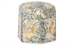 Evans Willow Green Toile Skirted Ottoman|