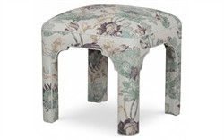 Emerson Misty Blue Linen Floral  Square Ottoman|