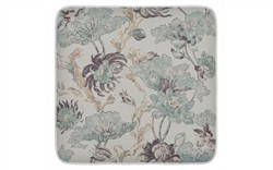 Emerson Misty Blue Linen Floral  Square Ottoman|