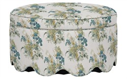 Suzie Blue Sage Linen Round Storage Ottoman|