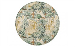 Suzie Willow Green Toile Round Storage Ottoman|
