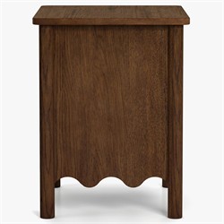 Maeva Updated Traditional Brown Oak Wood Scalloped Nightstand |