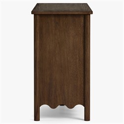 Maeva Updated Traditional Brown Oak Wood Scalloped Double Dresser|