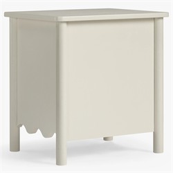 Maeva Updated Traditional Cream Oak Wood Scalloped Nightstand |