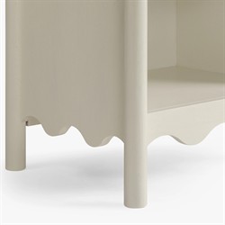 Maeva Updated Traditional Cream Oak Wood Scalloped Nightstand |