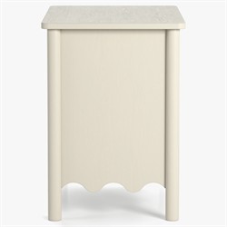 Maeva Updated Traditional Cream Oak Wood Scalloped Wide Nightstand |