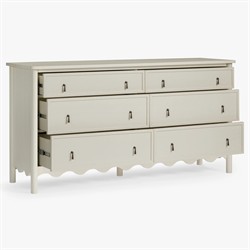 Maeva Updated Traditional Cream Oak Wood Scalloped Double Dresser|