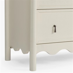 Maeva Updated Traditional Cream Oak Wood Scalloped Double Dresser|
