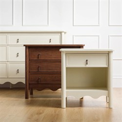 Maeva Updated Traditional Cream Oak Wood Scalloped Double Dresser|