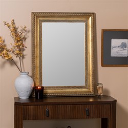 Alistair Updated Traditional Gold Rectangular Beveled Wall Mirror|