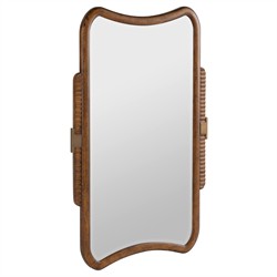Psalms Modern Classic Dark Brown Wood Beveled Wall Mirror|