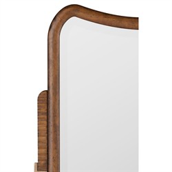 Psalms Modern Classic Dark Brown Wood Beveled Wall Mirror|