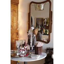 Psalms Modern Classic Dark Brown Wood Beveled Wall Mirror|
