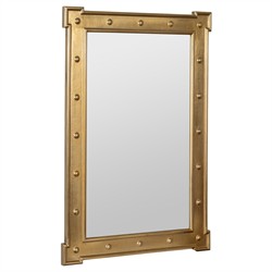 Anastasia Updated Traditional Gold Rivet Rectangular Wall Mirror|