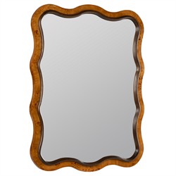 Marcelline Traditional Brown Burl Pattern Wavy Wall Mirror|
